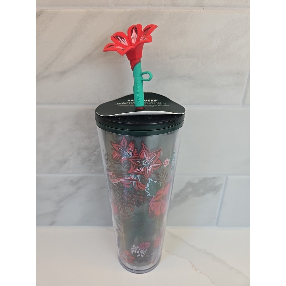 Starbucks Holiday 2022 Poinsettia Venti Tumbler (Dent On Straw)‎